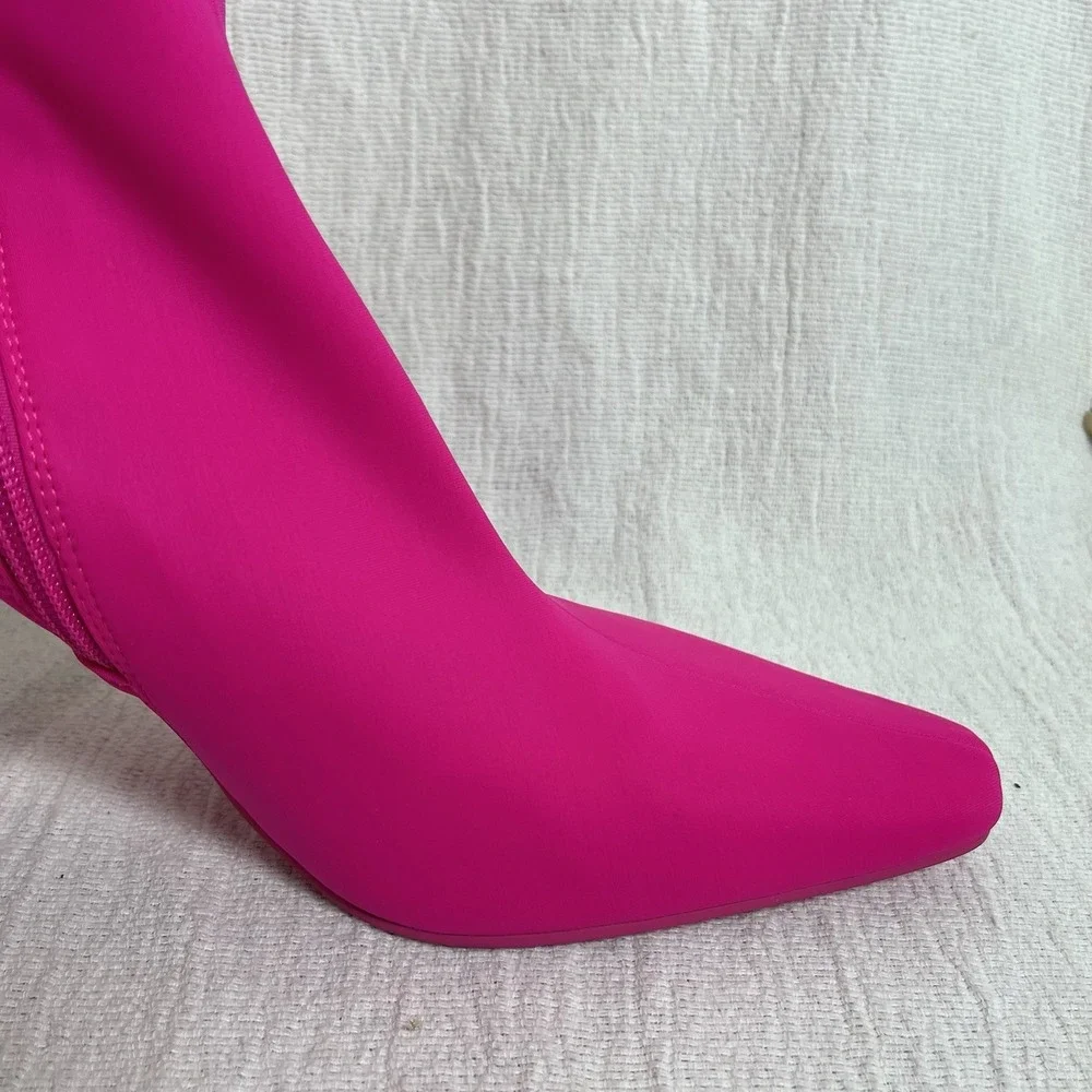 STEVE MADDEN Womens Pink Stretch Pointed Toe Zip-Up Booties 8.5 M Boots Mob Wife